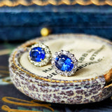 天然サファイア 天然ダイヤモンド 18金WG ピアス