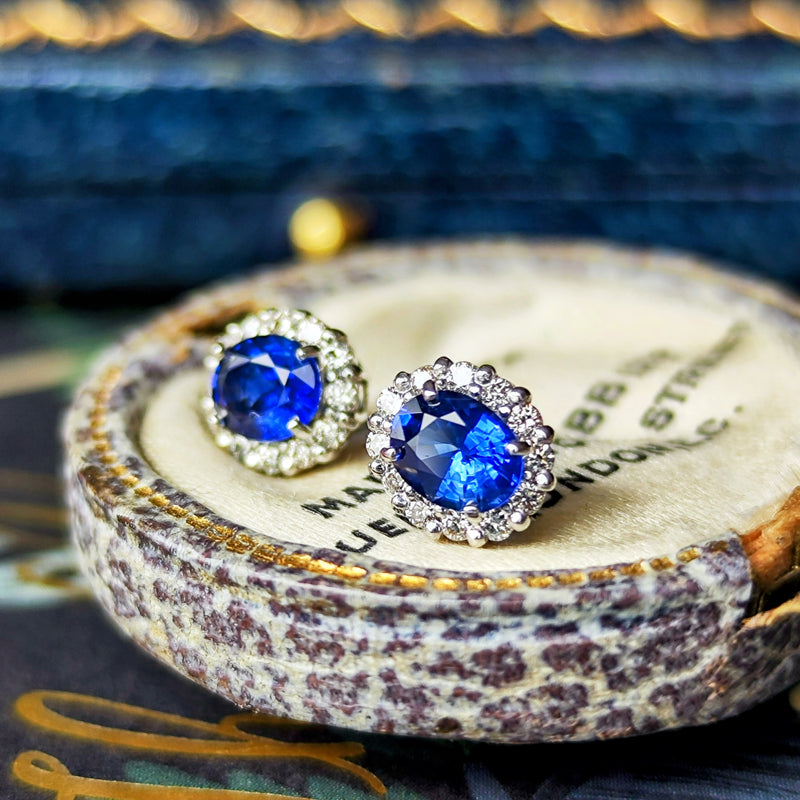 天然サファイア 天然ダイヤモンド 18金WG ピアス