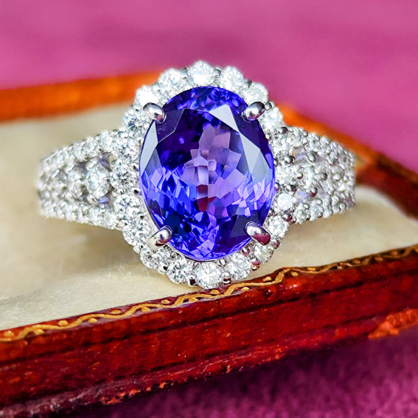 【大粒 3.29ct】天然タンザナイト 天然ダイヤモンド リング