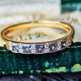 天然アレキサンドライト プリンセスカット 天然ダイヤモンド 18金リング