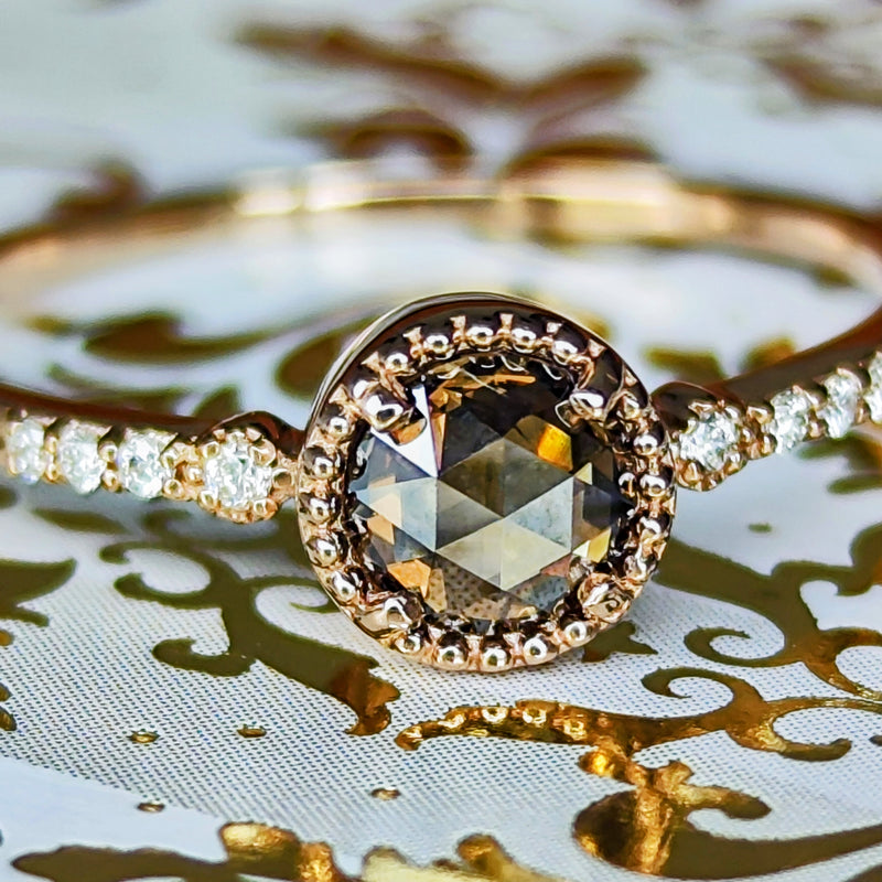 【ローズカット】天然ブラウンダイヤモンド 天然ダイヤモンド リング