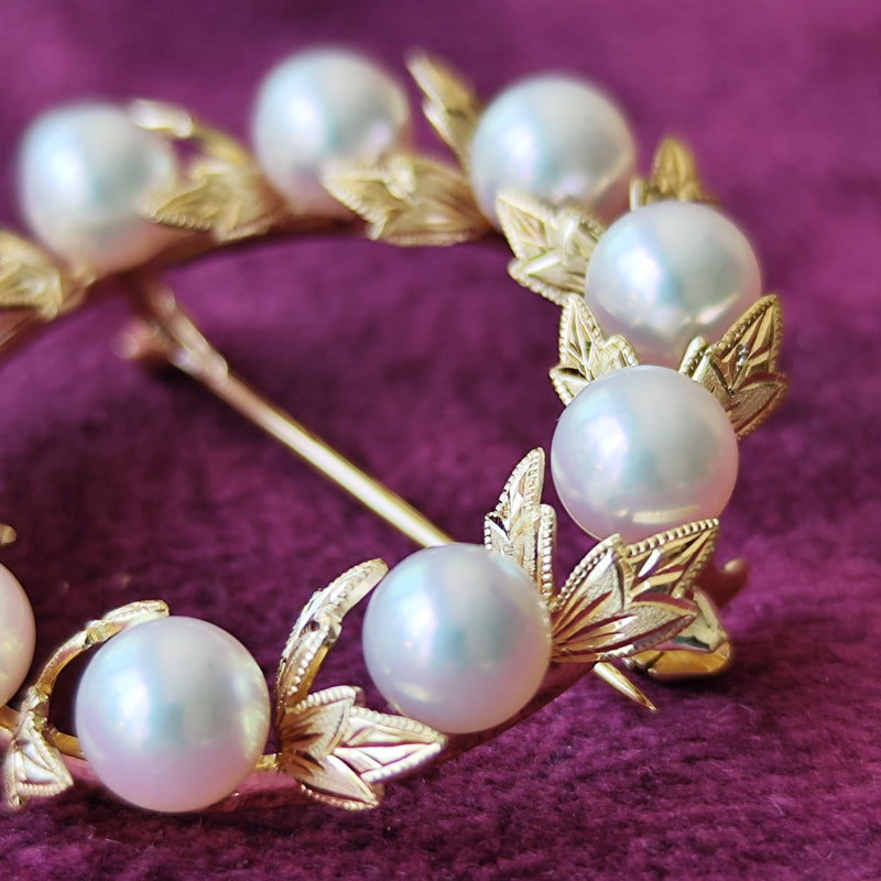 MIKIMOTO ミキモト リーフ型 ヴィンテージブローチ – Mico宝飾店