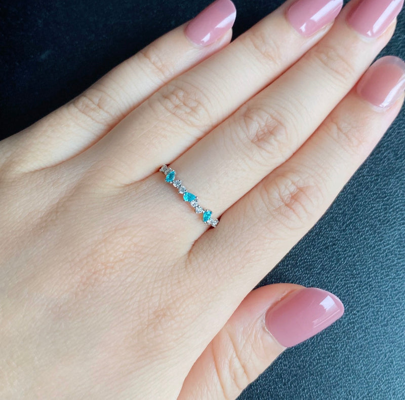 天然パライバトルマリン 天然ダイヤモンド プラチナリング