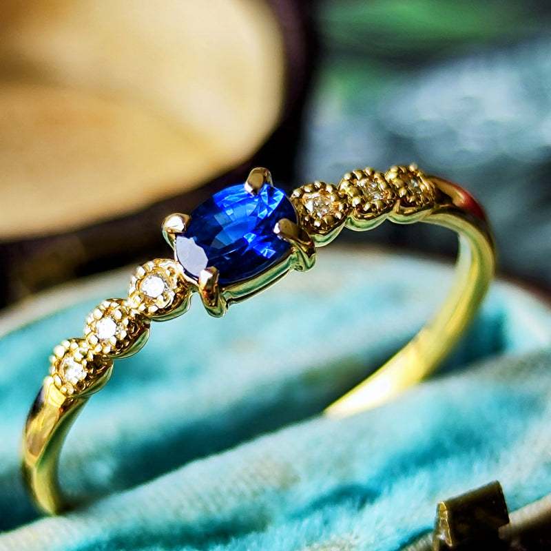 【コーンフラワー】天然サファイア 天然ダイヤモンド