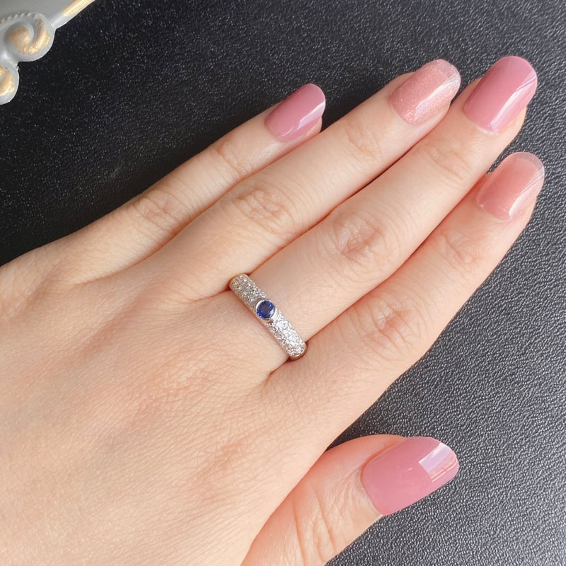 MIKIMOTO ミキモト 天然サファイア 天然ダイヤモンド パヴェリング