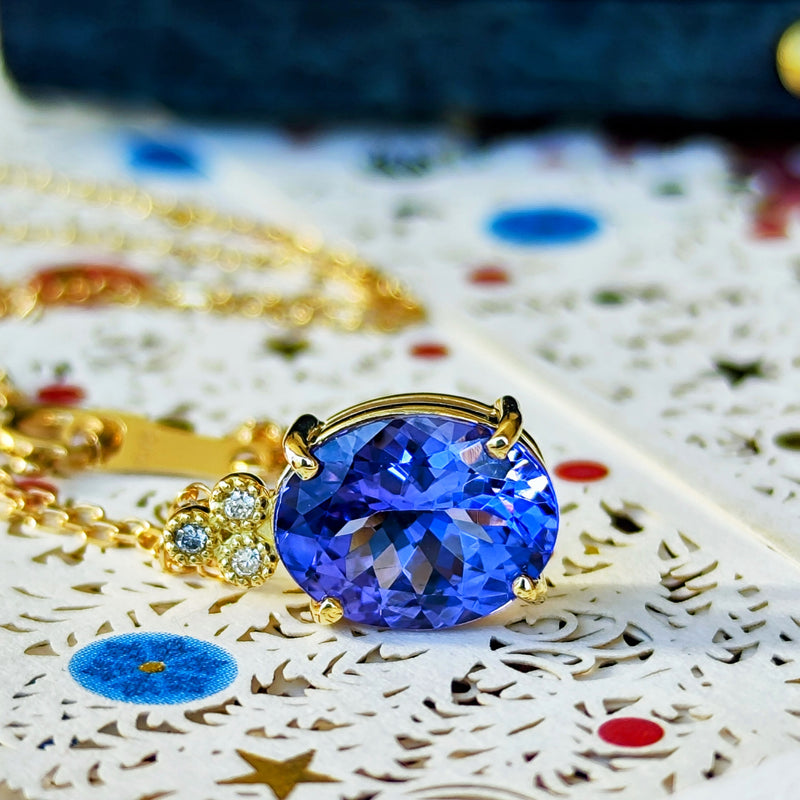 天然タンザナイト 天然ダイヤモンド ネックレス