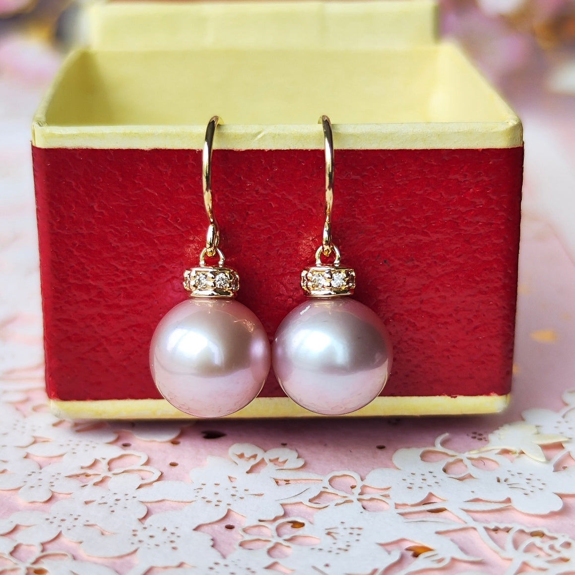 【さくらパール 】花の雫 18金ピアス