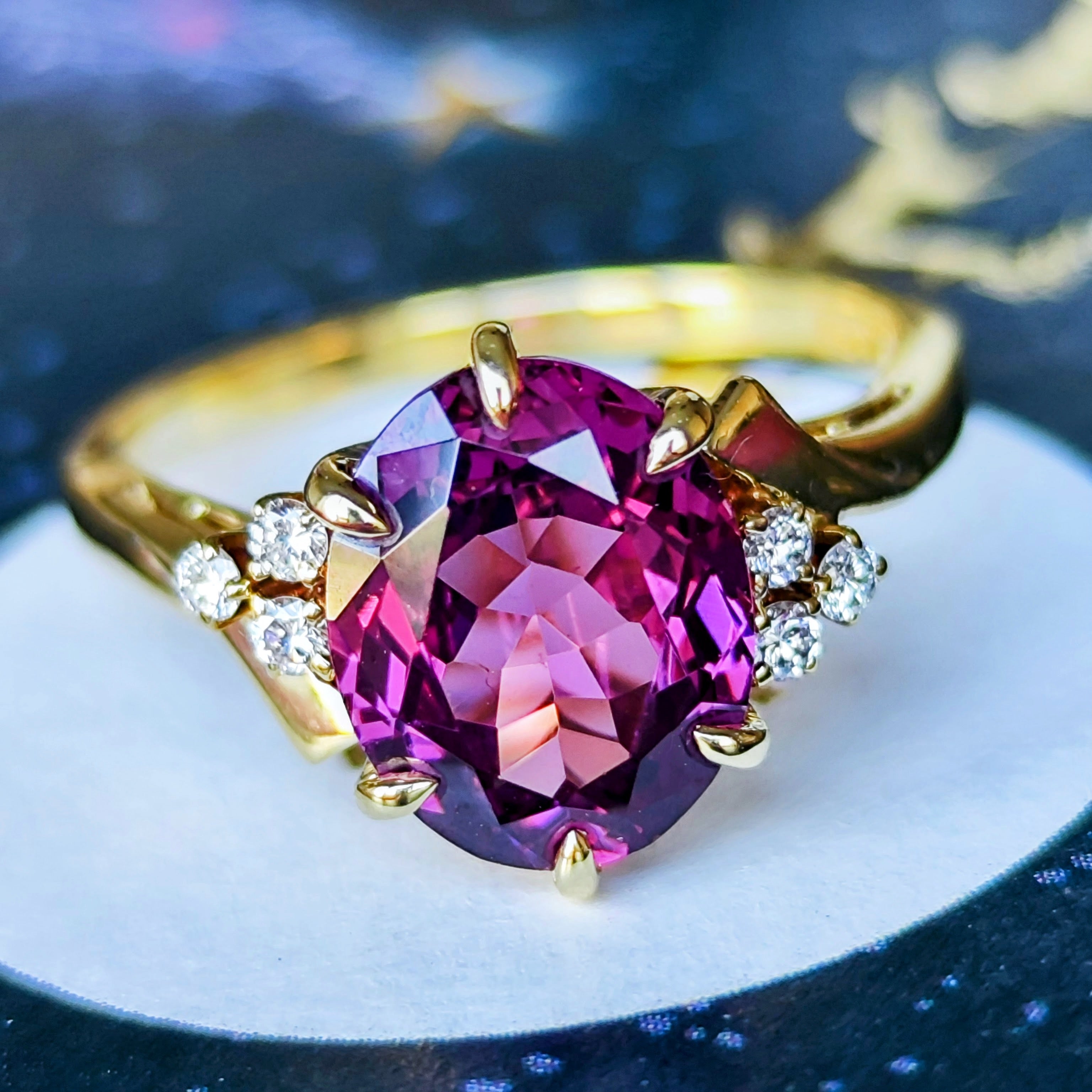 MIKIMOTO ミキモト 天然ロードライトガーネット 天然ダイヤモンド 18金リング