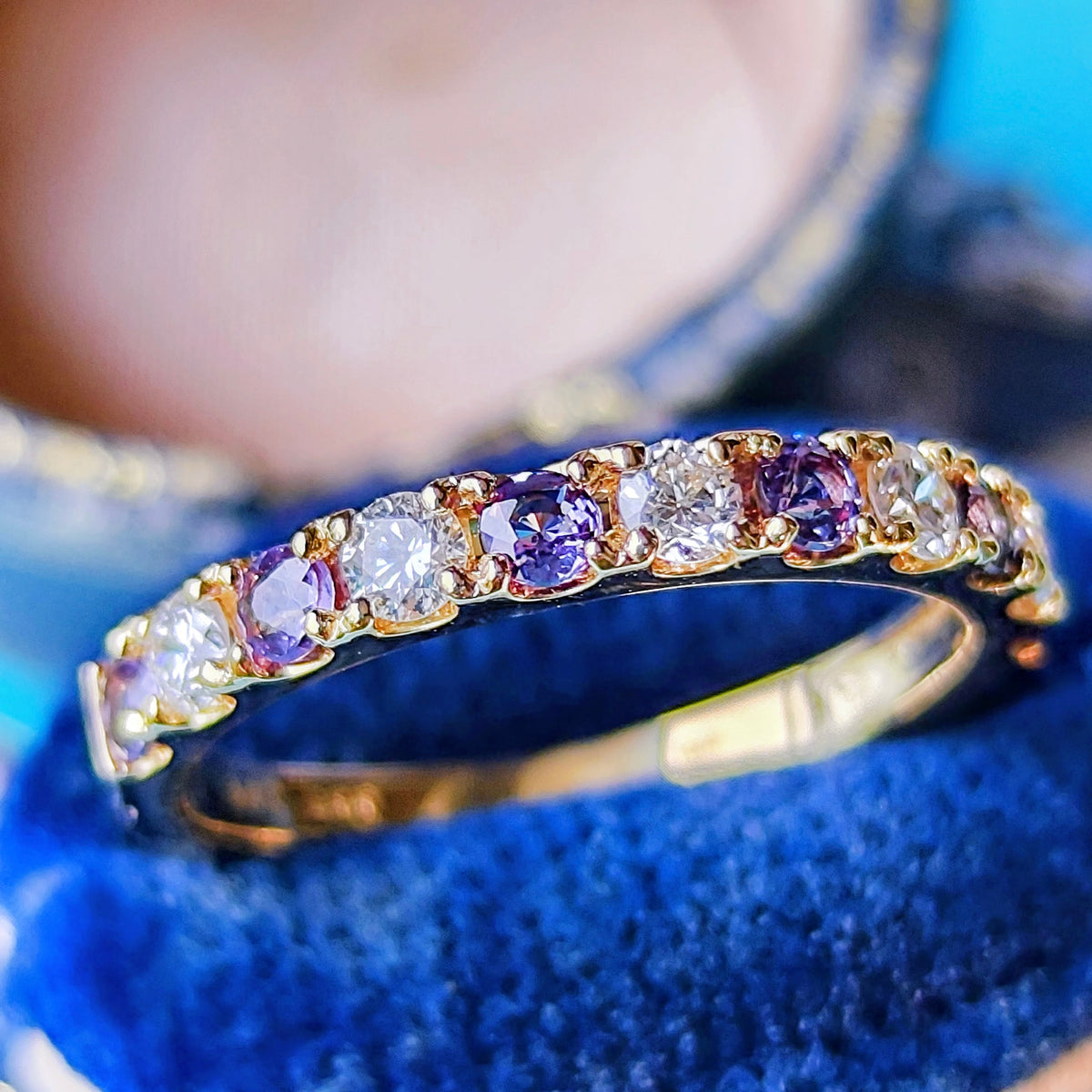 【ベキリーブルー】天然カラーチェンジガーネット 天然ダイヤモンド 0.38ct リング