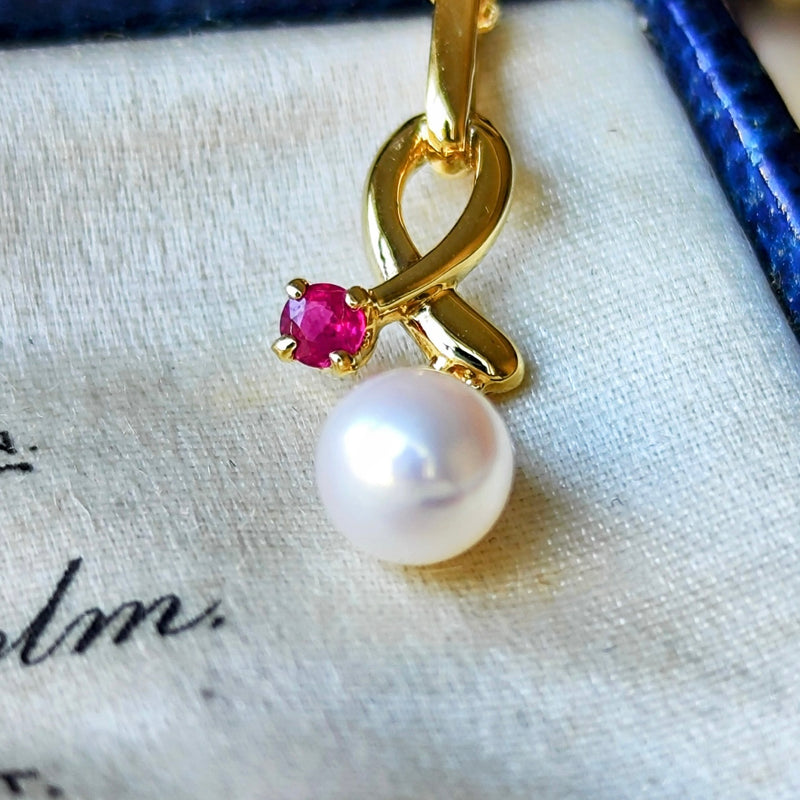MIKIMOTO ミキモト あこや真珠 天然ルビー ネックレス