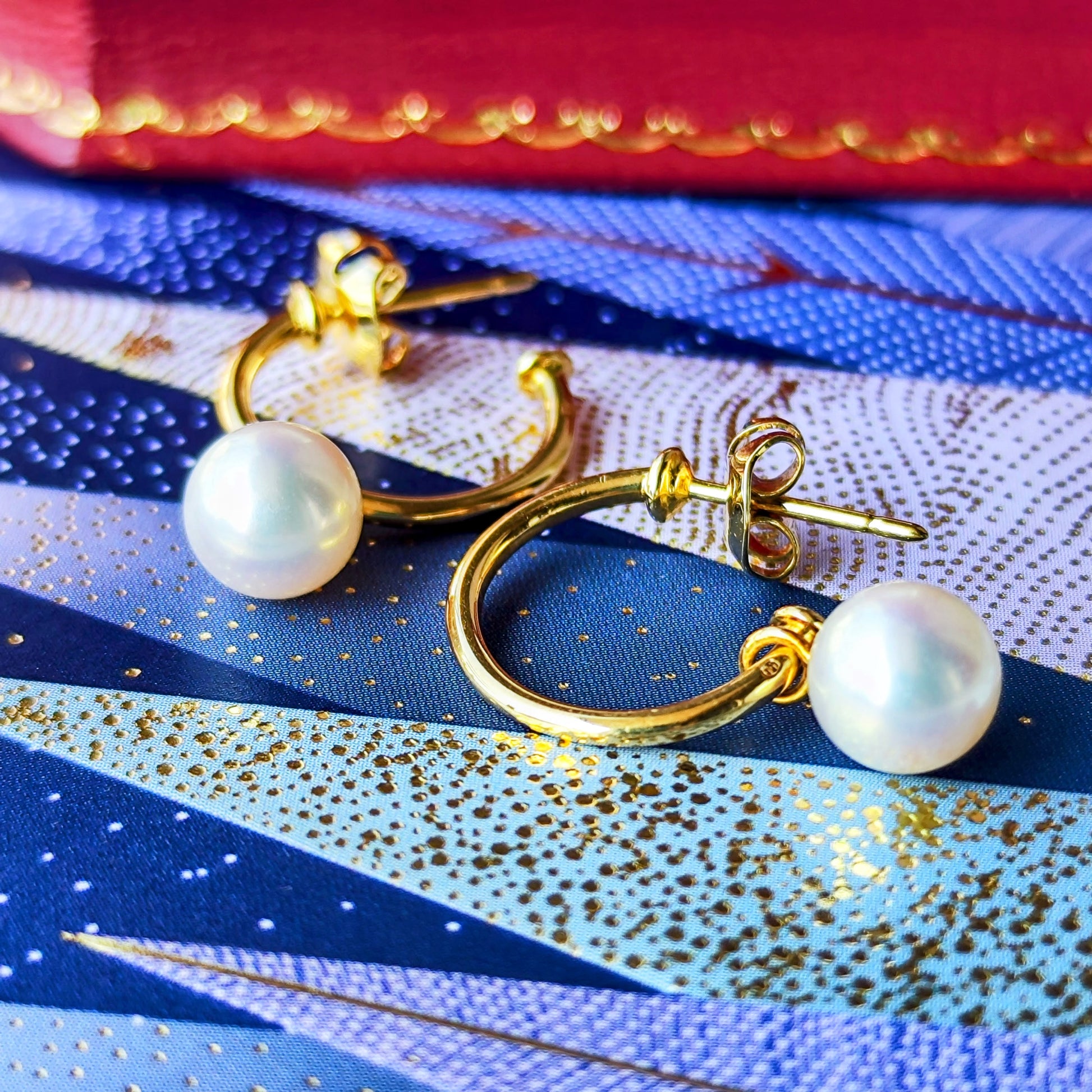 MIKIMOTO ミキモト あこや真珠 18金フープピアス