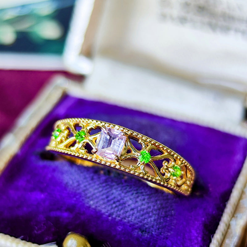 【アフガントルマリン】天然トルマリン 天然デマントイドガーネット リング