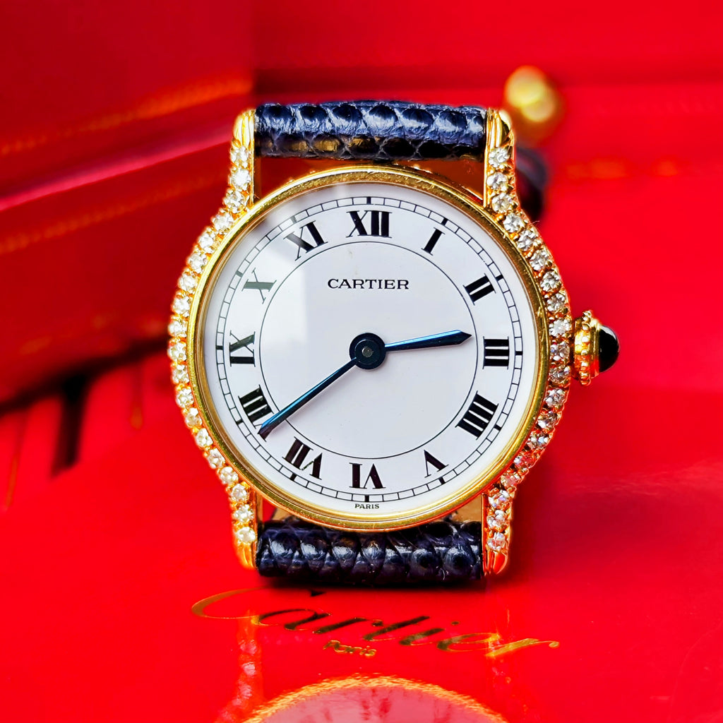 【OH済み】Cartier カルティエ Riviera 
リヴィエラ 金無垢 純正ダイヤ Paris表記 手巻き腕時計