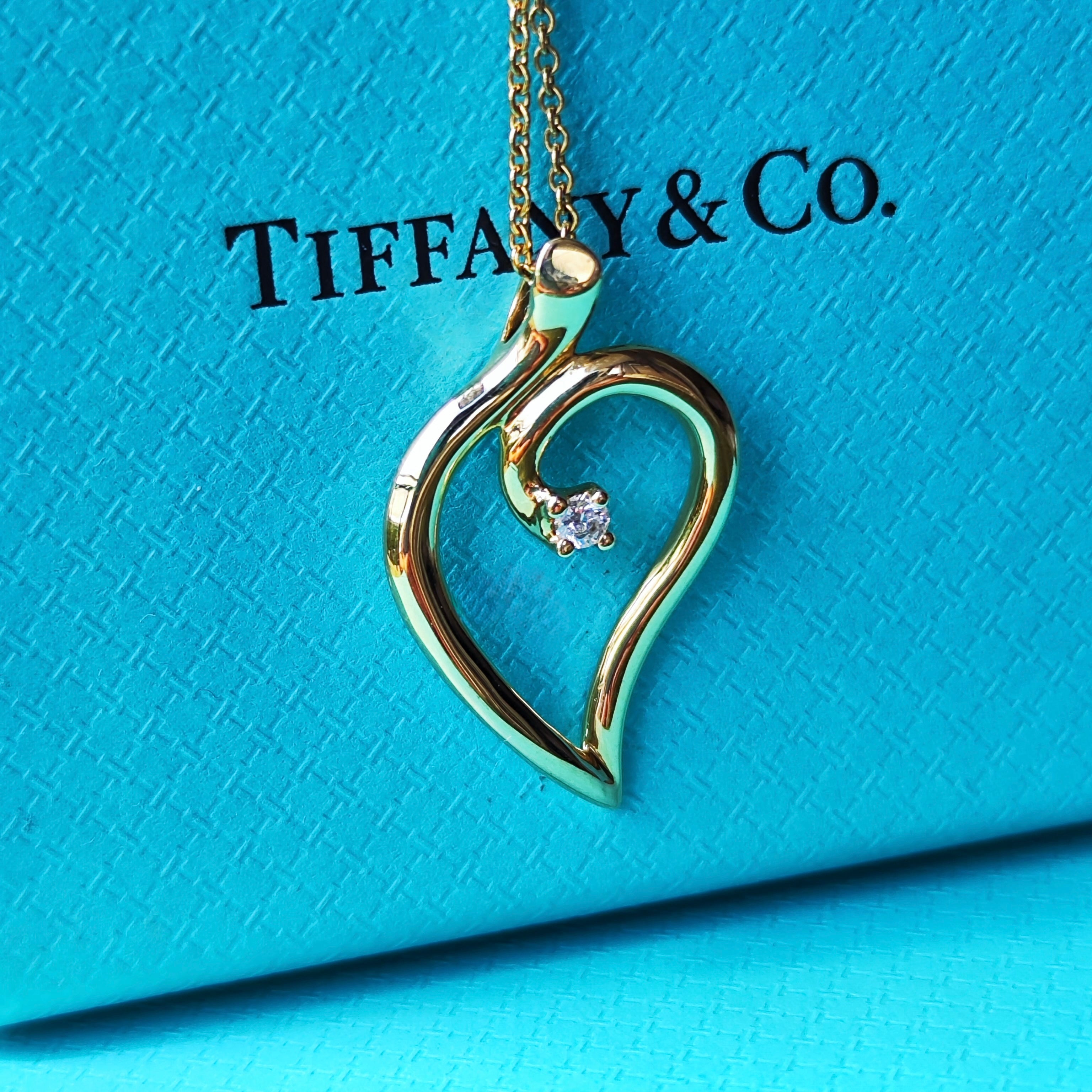 TIFFANY &Co ティファニー リーフハート ダイヤモンド ネックレス 18金