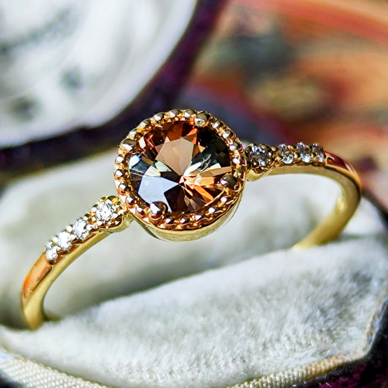 天然アンダリュサイト 天然ダイヤモンド リング