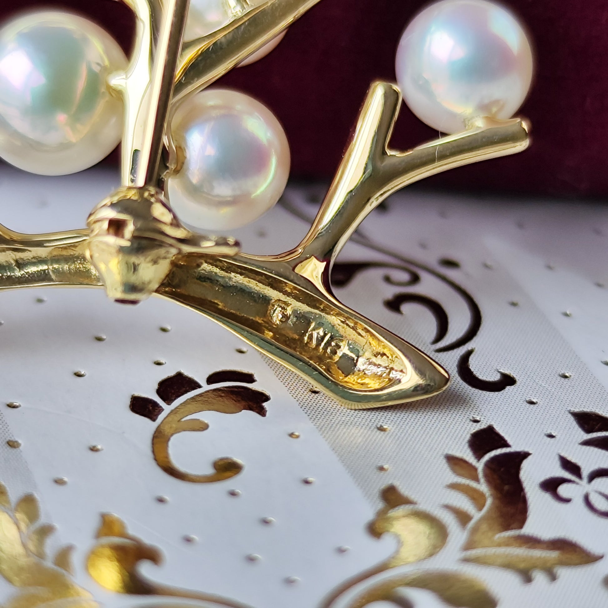 MIKIMOTO ミキモト 幸福の木 あこや真珠 18金ブローチ