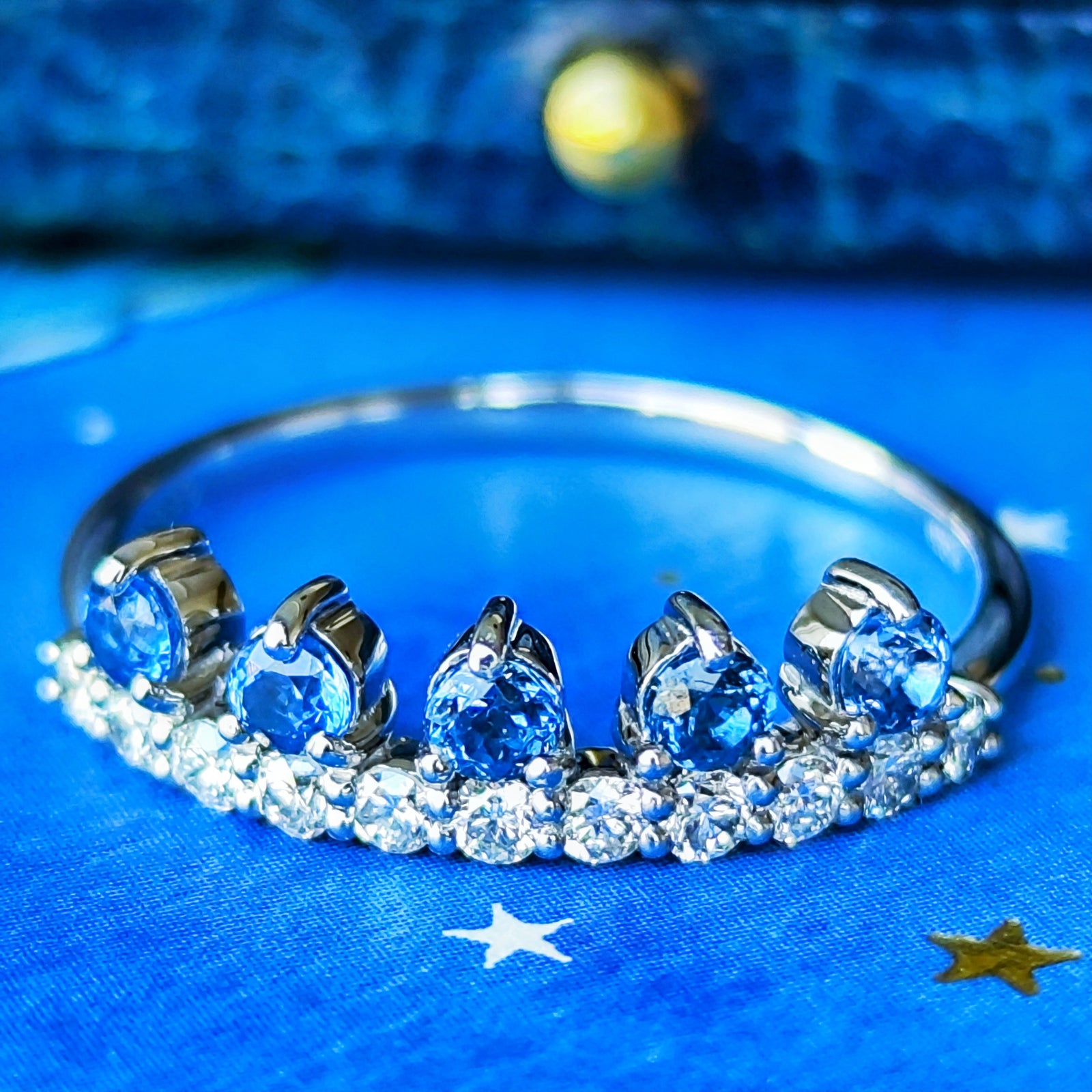 天然石　ブルースピネル　コバルトブルースピネル　天然石リング レアストーン】天然コバルトブルースピネル 天然ダイヤモンド リング