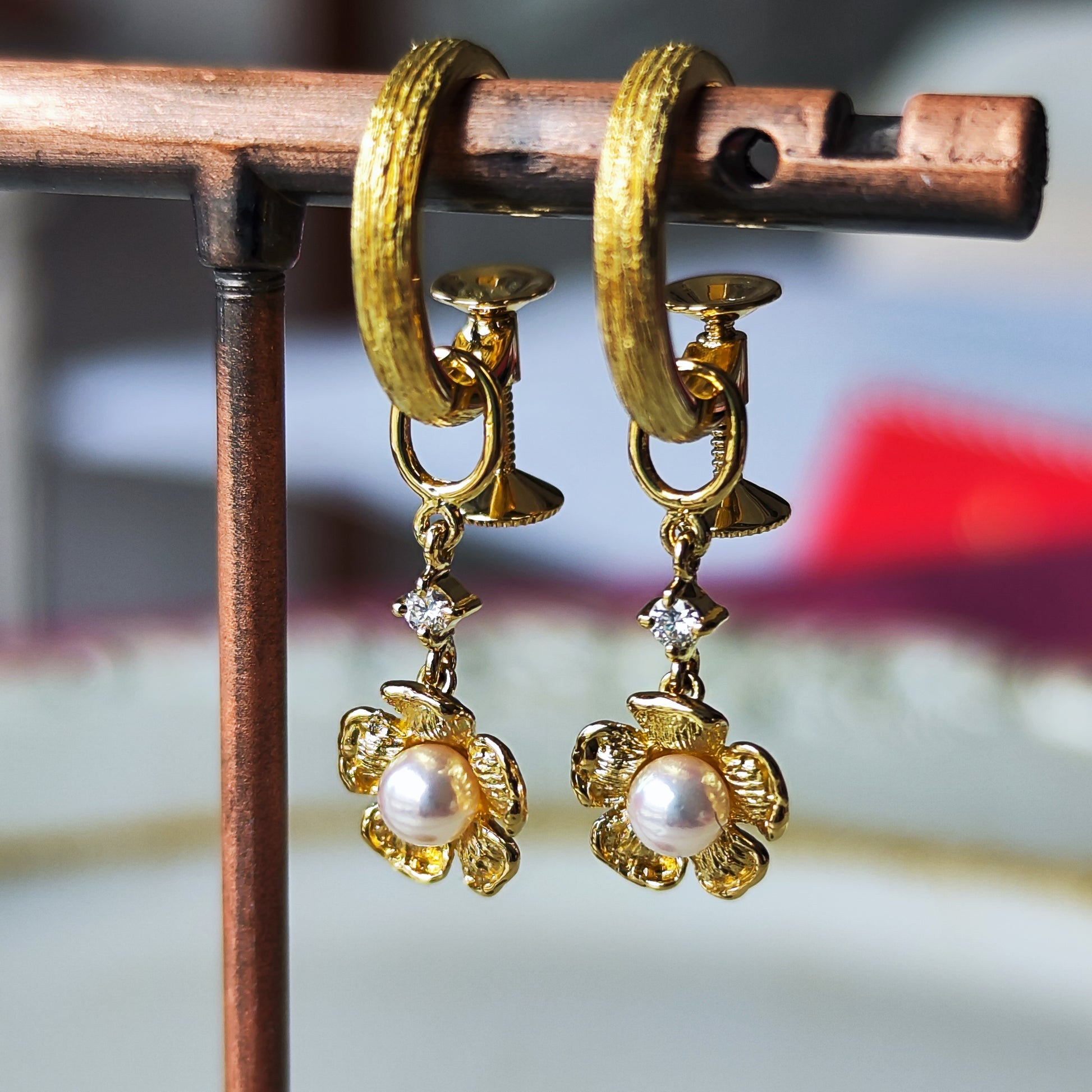 MIKIMOTO ミキモト チャーム イヤリング 18金