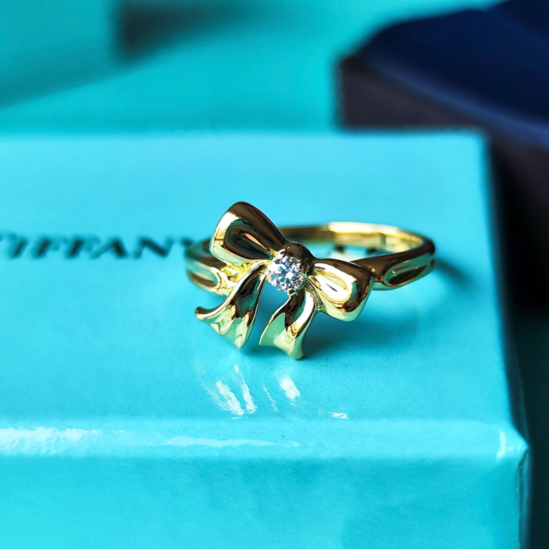 TIFFANY&Co ティファニー リボンリング ダイヤモンド K18YG