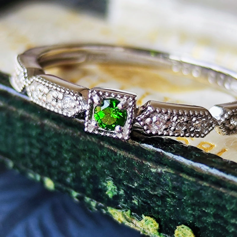 天然デマントイドガーネット 天然ダイヤモンド リング