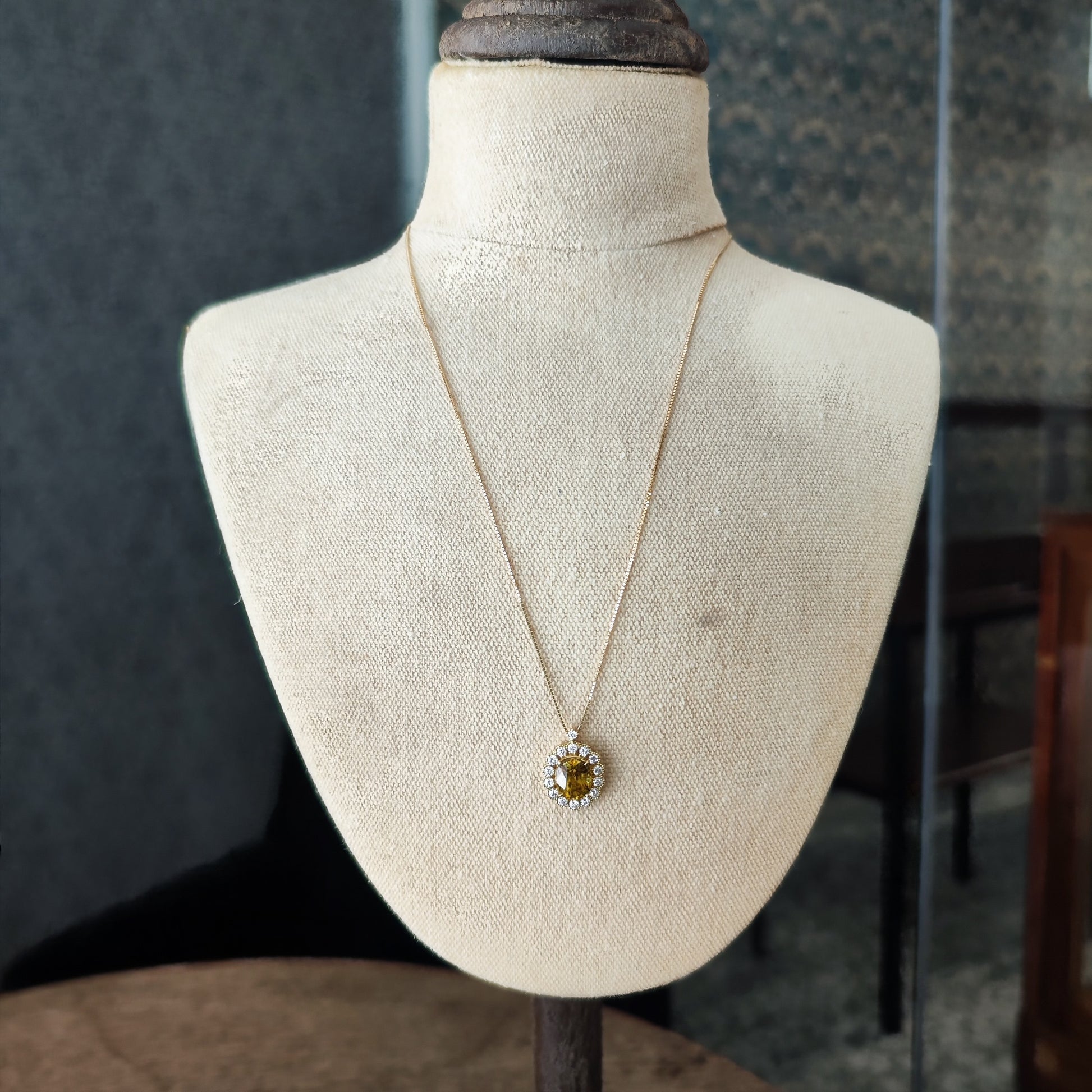【大粒 3.22ct】天然スフェーン 天然ダイヤモンド ネックレス