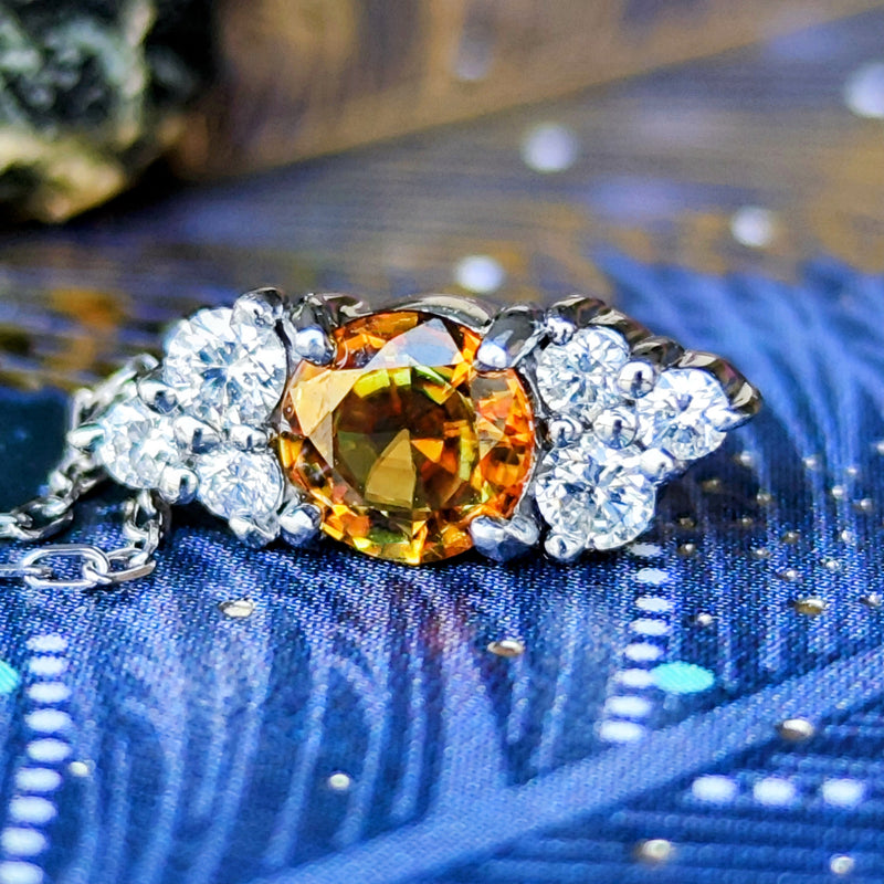 天然スフェーン 天然ダイヤモンド ネックレス