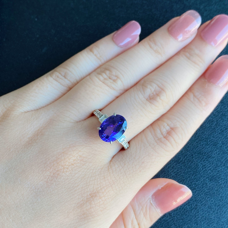 【大粒 4.42ct】天然タンザナイト 天然ダイヤモンド リング