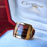 【Vintage Cartier】カルティエ サントス デュモン タイガーアイ 18金PG 10号 リング