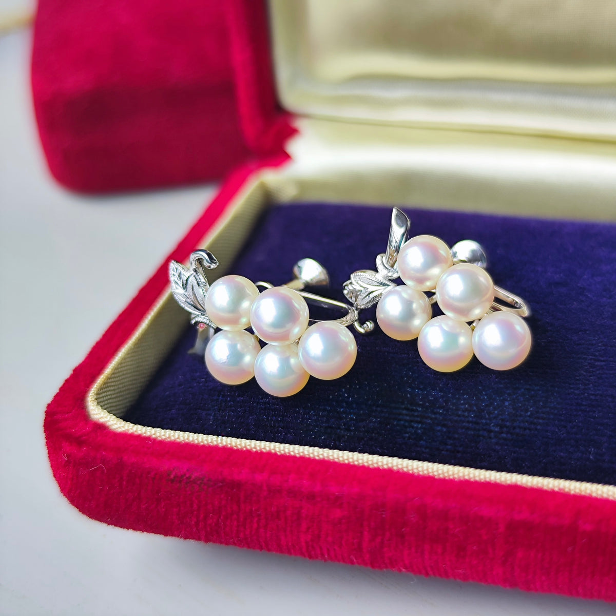 [Vintage MIKIMOTO] MIKIMOTO Akoya Pearl 14K White Gold Earrings