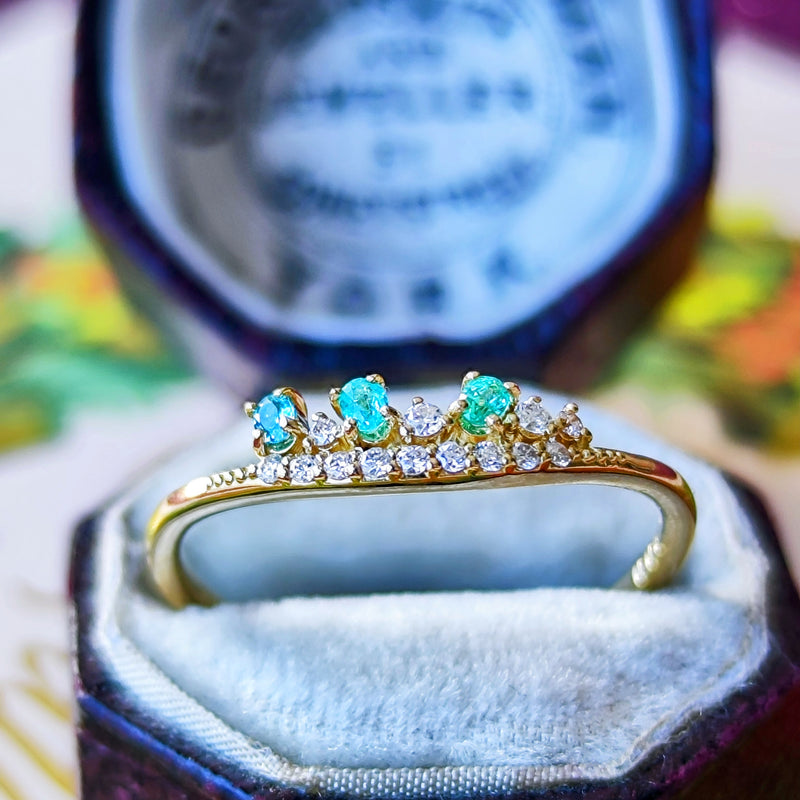 天然パライバトルマリン 天然ダイヤモンド リング