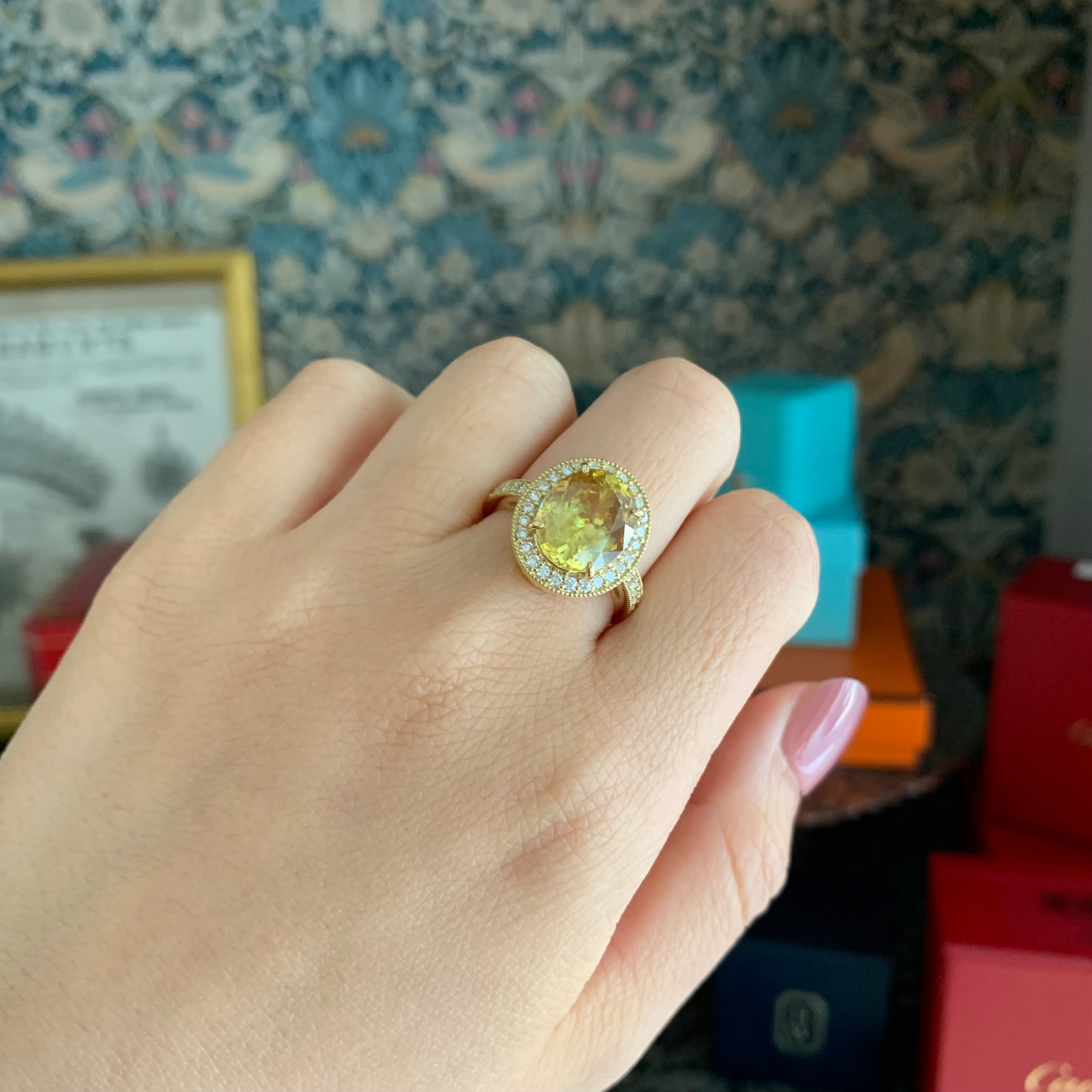 大粒 4.67ct】天然スフェーン 天然ダイヤモンド リング – Mico宝飾店