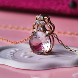 天然モルガナイト 天然ダイヤモンド ネックレス