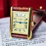 Cartier カルティエ マストタンク ヴェルメイユ ローマンダイヤル アイボリー クォーツ腕時計