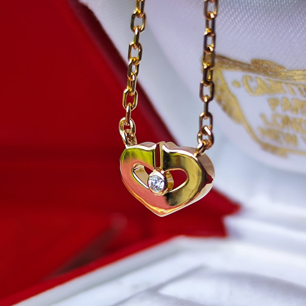 【廃盤 Cartier 】カルティエ Cハート ネックレス ダイヤモンド18金PG
