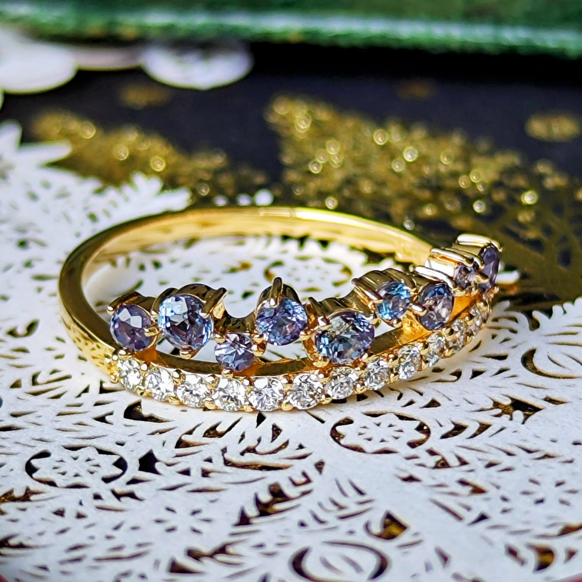 天然アレキサンドライト 0.49ct 天然ダイヤモンド リング
