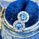 【カンチャナブリ産】天然サファイア 天然ダイヤモンド ピアス