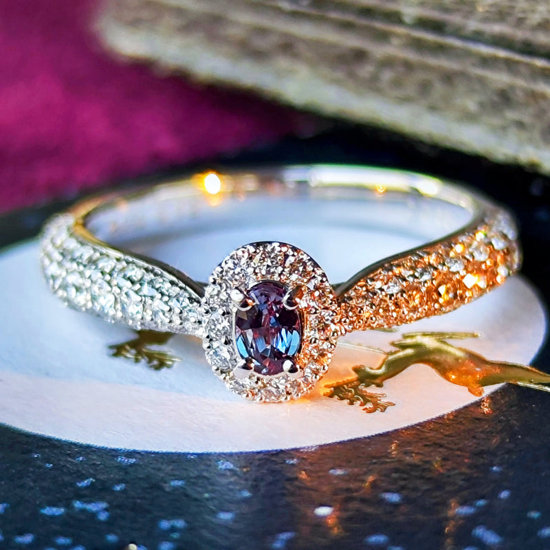 トップカラー】天然アレキサンドライト 天然ダイヤモンド プラチナ