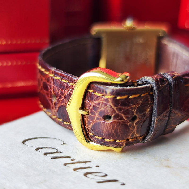 Cartier カルティエ マストタンク ヴェルメイユ ローマンダイヤル クォーツ腕時計