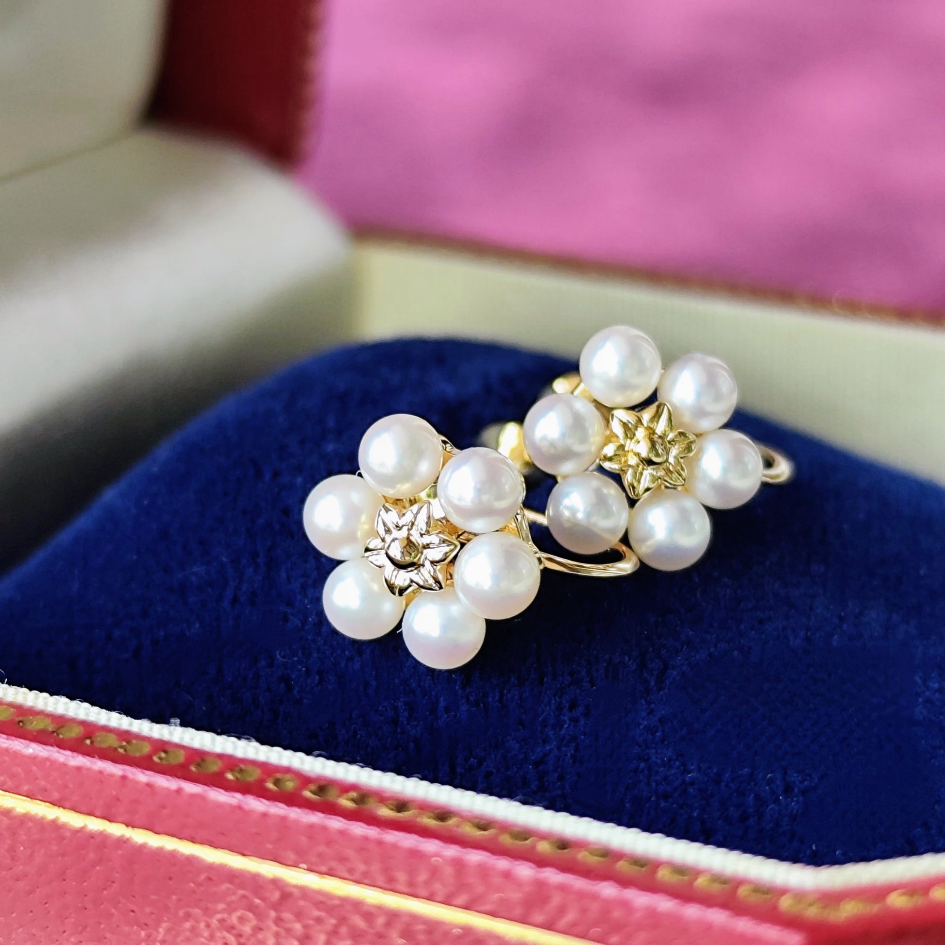 MIKIMOTO ミキモト あこや真珠 お花のイヤリング 18金