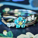 天然パライバトルマリン 天然イエローダイヤモンド フラワーリング