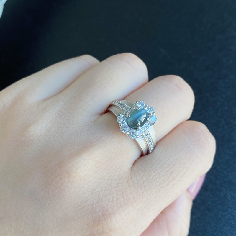 天然アレキサンドライトキャッツアイ 1.16ct 天然ダイヤモンド リング