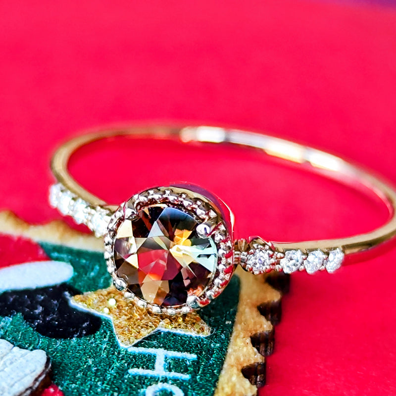 天然アンダリュサイト 天然ダイヤモンド リング