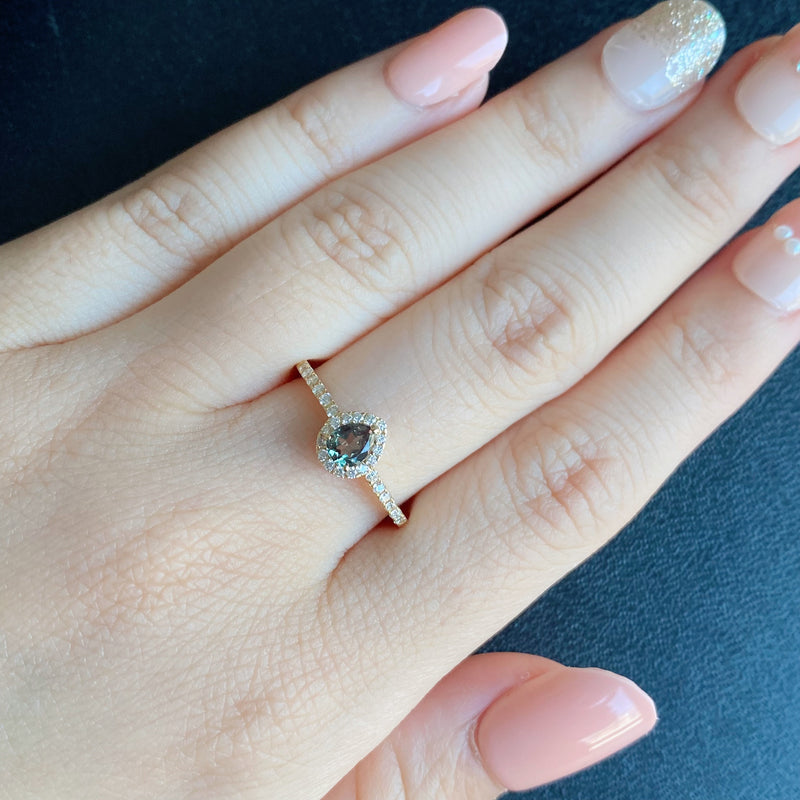 【アレキタイプ】天然カラーチェンジガーネット 天然ダイヤモンド リング