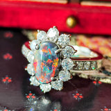 天然ブラックオパール 天然ダイヤモンド プラチナリング