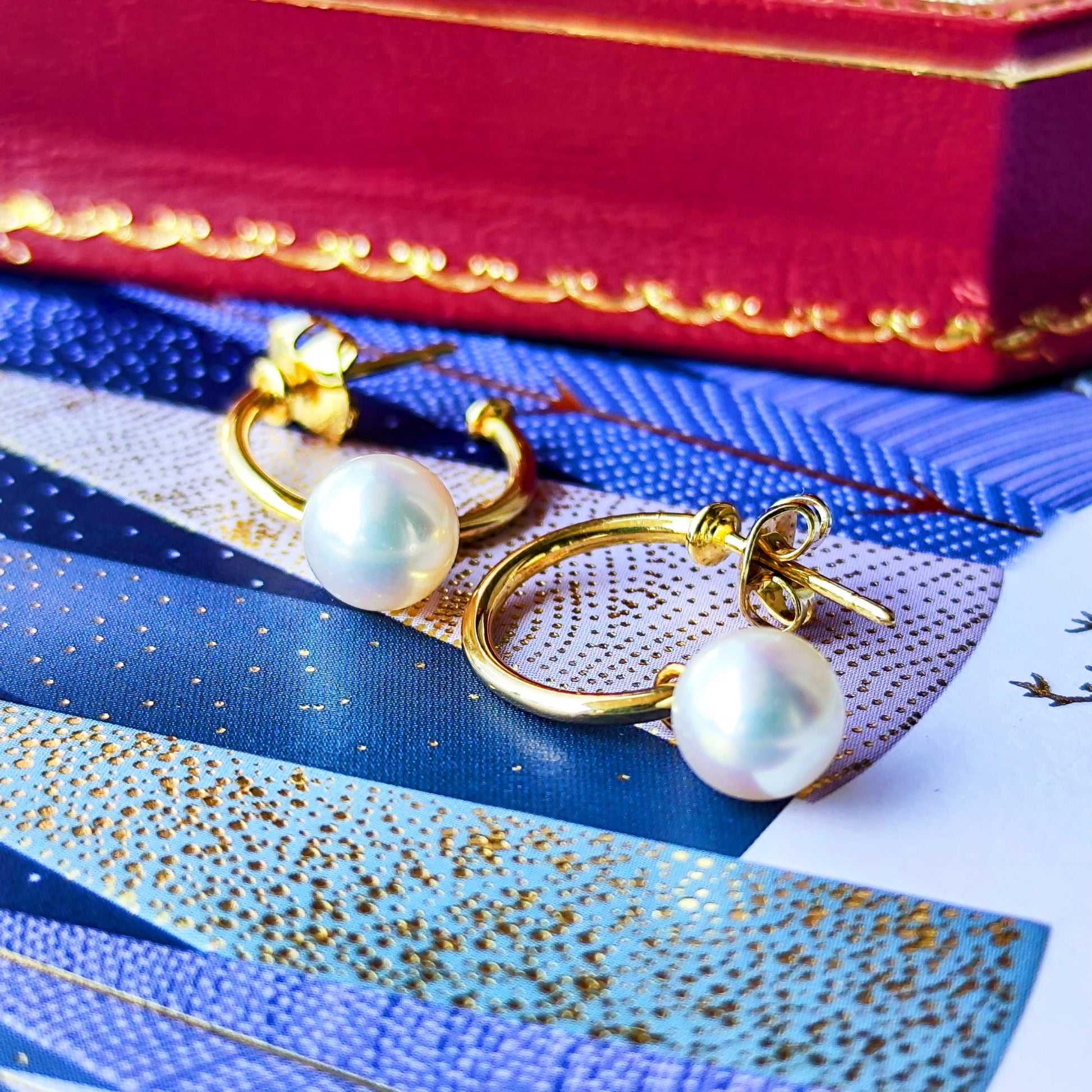 MIKIMOTO ミキモト あこや真珠 18金フープピアス