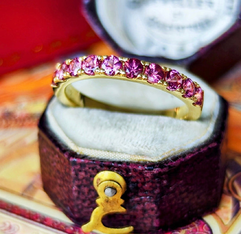 天然マラヤガーネット ハーフエタニティリング