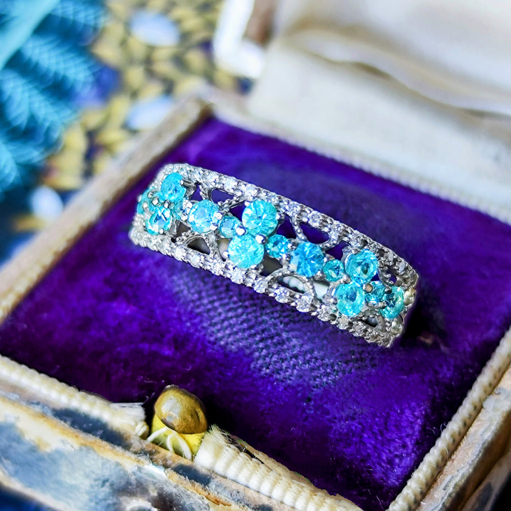 天然パライバトルマリン 天然ダイヤモンド プラチナリング