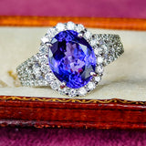 【大粒 3.29ct】天然タンザナイト 天然ダイヤモンド リング