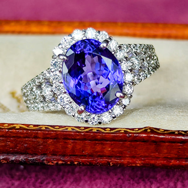 【大粒 3.29ct】天然タンザナイト 天然ダイヤモンド リング