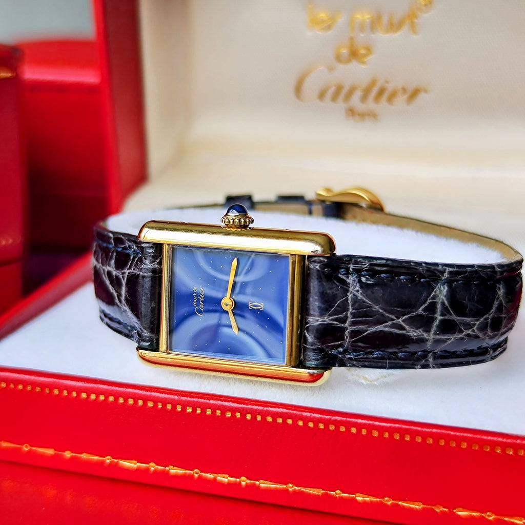 【OH済み】Cartier カルティエ マストタンク ラピスラズリ文字盤 手巻き腕時計